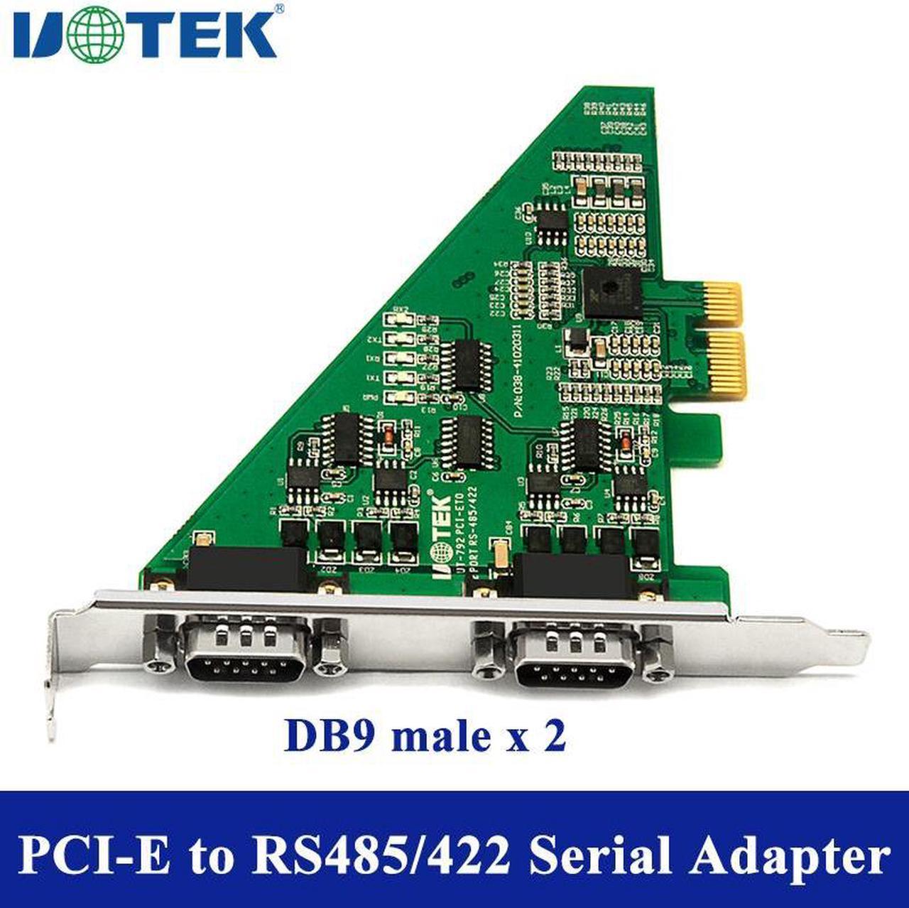 UOTEK PCI-E to 2 Ports RS485 RS422 Serial Port Adapter High-Speed Serial Expansion Port ESD Protection Industrial UT-792