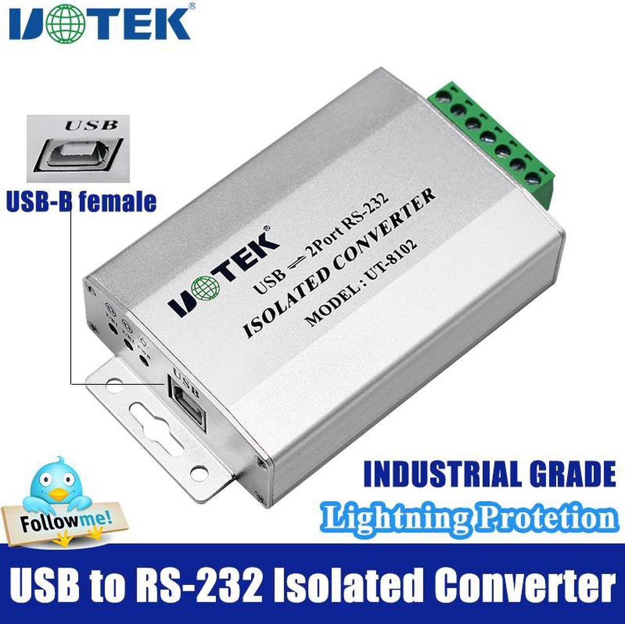 UOTEK USB to RS232 Converter Adapter USB2.0 Conversion Connector with Isolation UT-8102 Support Win8/Win10/XP/Vista/7/8/8.1/10/CE/Mac/Linux