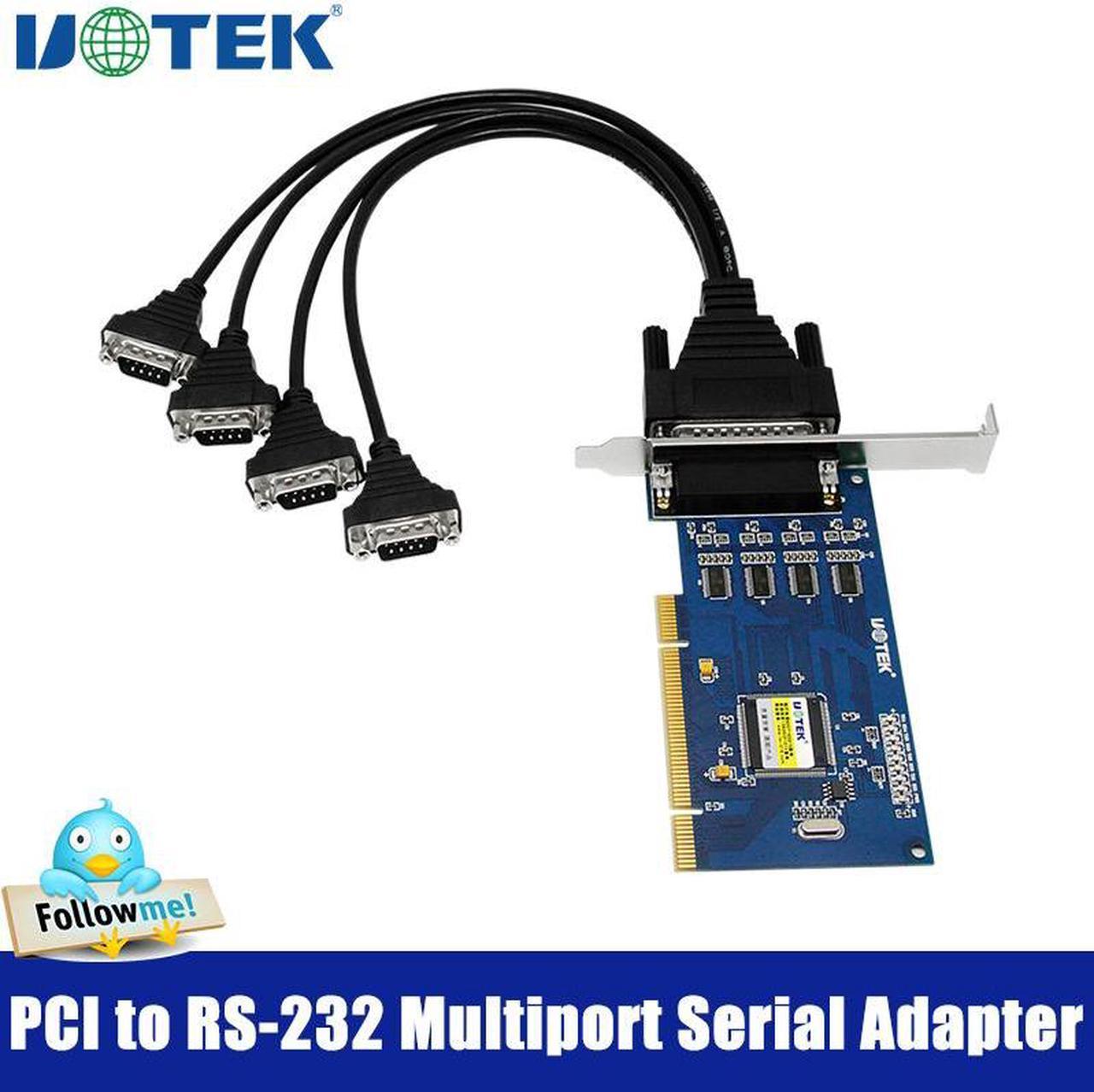 UOTEK PCI to 4 Ports RS232 High Speed Serial Card RS-232 Multiport Serial Adapter DR44 Expansion Connector Industrial Grade Converter UT-754