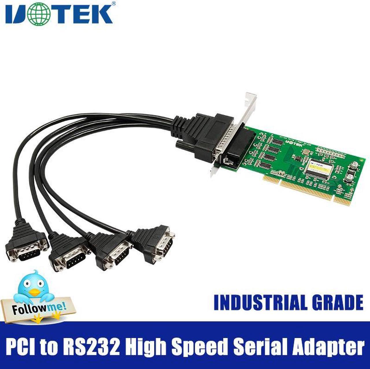 UOTEK Industrial PCI to 4 Ports RS232 High Speed Serial Card RS232 to PCI DR44 Expansion Converter DB9 Connector UT-764 Adapter with ESD Protection