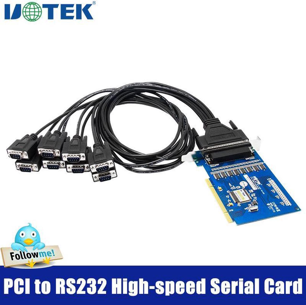 UOTEK PCI to RS232 Serial Card RS-232 8 Ports High Speed DR62 Expansion Converter Industrial Grade DR62 Female DB9 Connector UT-758 Adapter with ±15KV ESD Protection