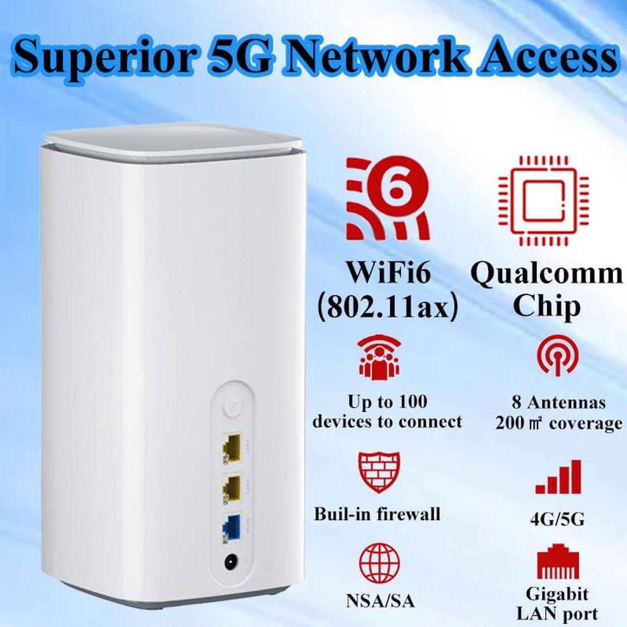 Alt view image 3 of 7 - UOTEK Portable 5G WiFi CPE Router 5G  WiFi 6 802.1ax LTE Wireless Router Dual Band WiFi Sim Card Modem NSA And SA Dual Mode High Speed Wide Coverage Signal Plug And play