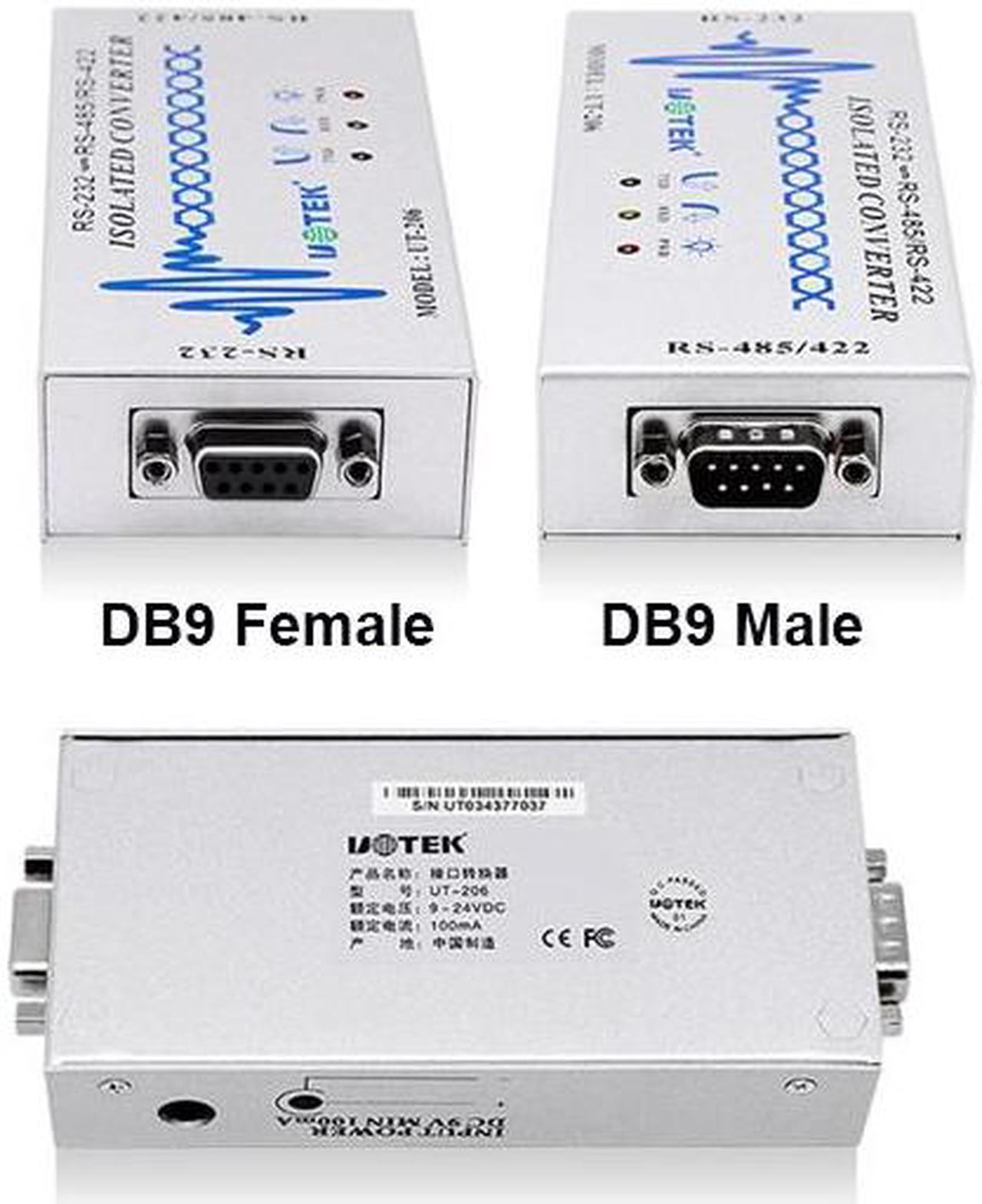 Alt view image 5 of 7 - UOTEK RS422 RS485 to RS232 Optoelectronic Isolated Converter RS-232 to RS-485/422 Adapter DB9 Famale Male Connector ESD Anti-Surge UT-206