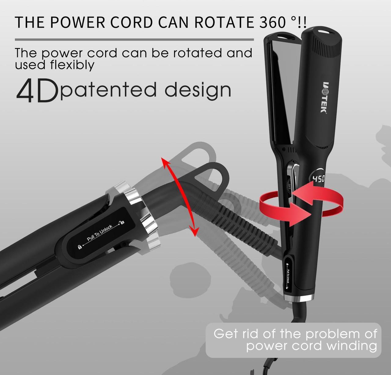 Alt view image 6 of 7 - UOTEK Hair Straightener 1.5 Inch Large Flat Iron Ionic Salon Hair Flat Iron  with PTC Heating Plate for Long Hair Pencil Straightener