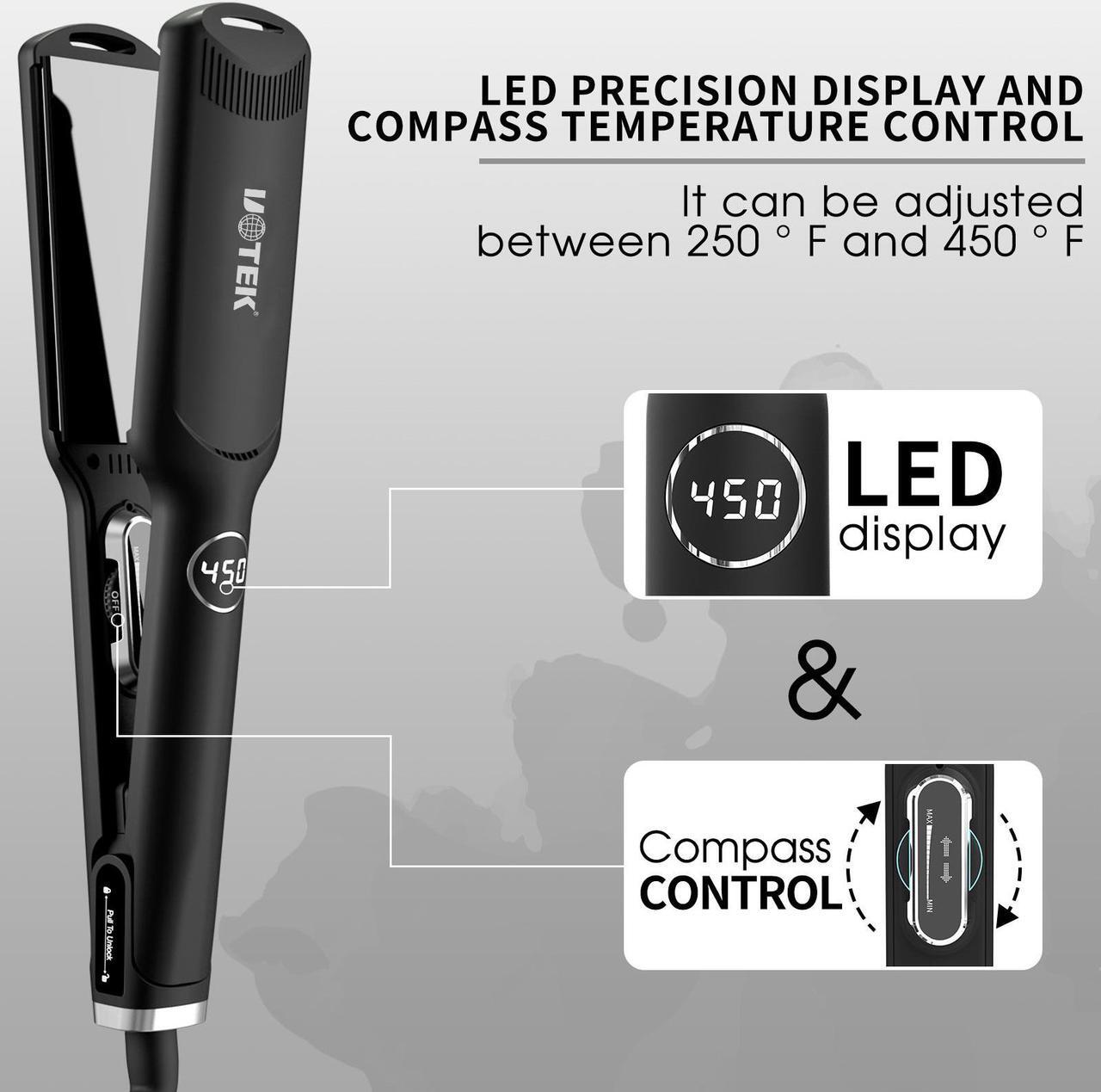 Alt view image 2 of 7 - UOTEK Hair Straightener 1.5 Inch Large Flat Iron Ionic Salon Hair Flat Iron  with PTC Heating Plate for Long Hair Pencil Straightener