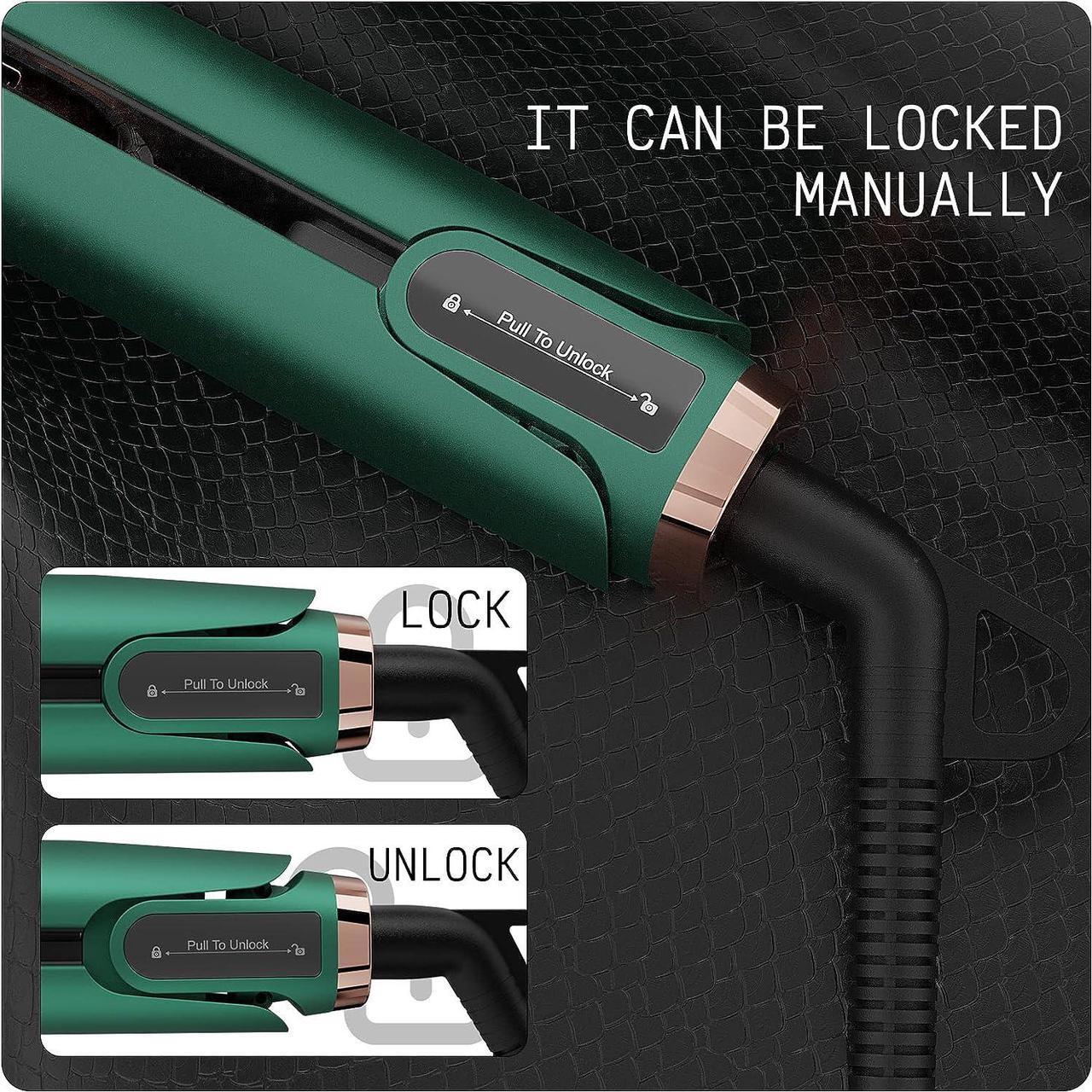 Alt view image 4 of 7 - UOTEK Hair Straightener 1/2 Inch Small Flat Iron Ionic Salon Hair Flat Iron 0.5" with PTC Heating Plate for Short Hair Pencil Straightener Green
