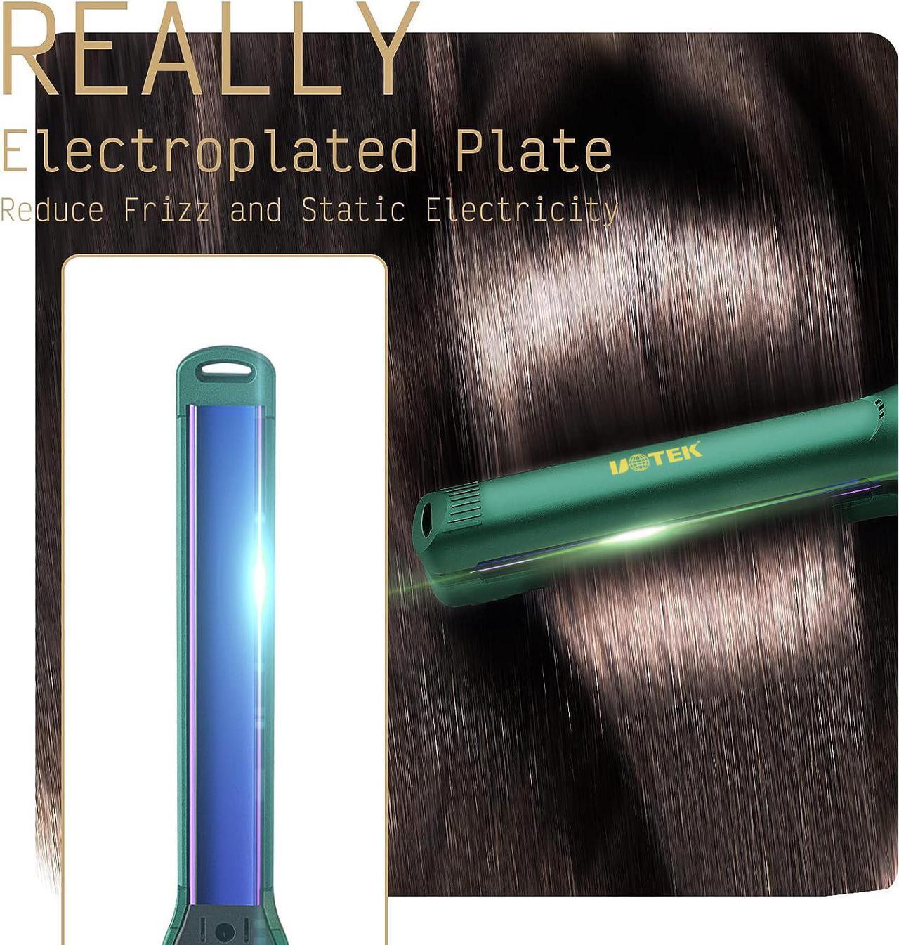 Alt view image 3 of 7 - UOTEK Hair Straightener 1/2 Inch Small Flat Iron Ionic Salon Hair Flat Iron 0.5" with PTC Heating Plate for Short Hair Pencil Straightener Green