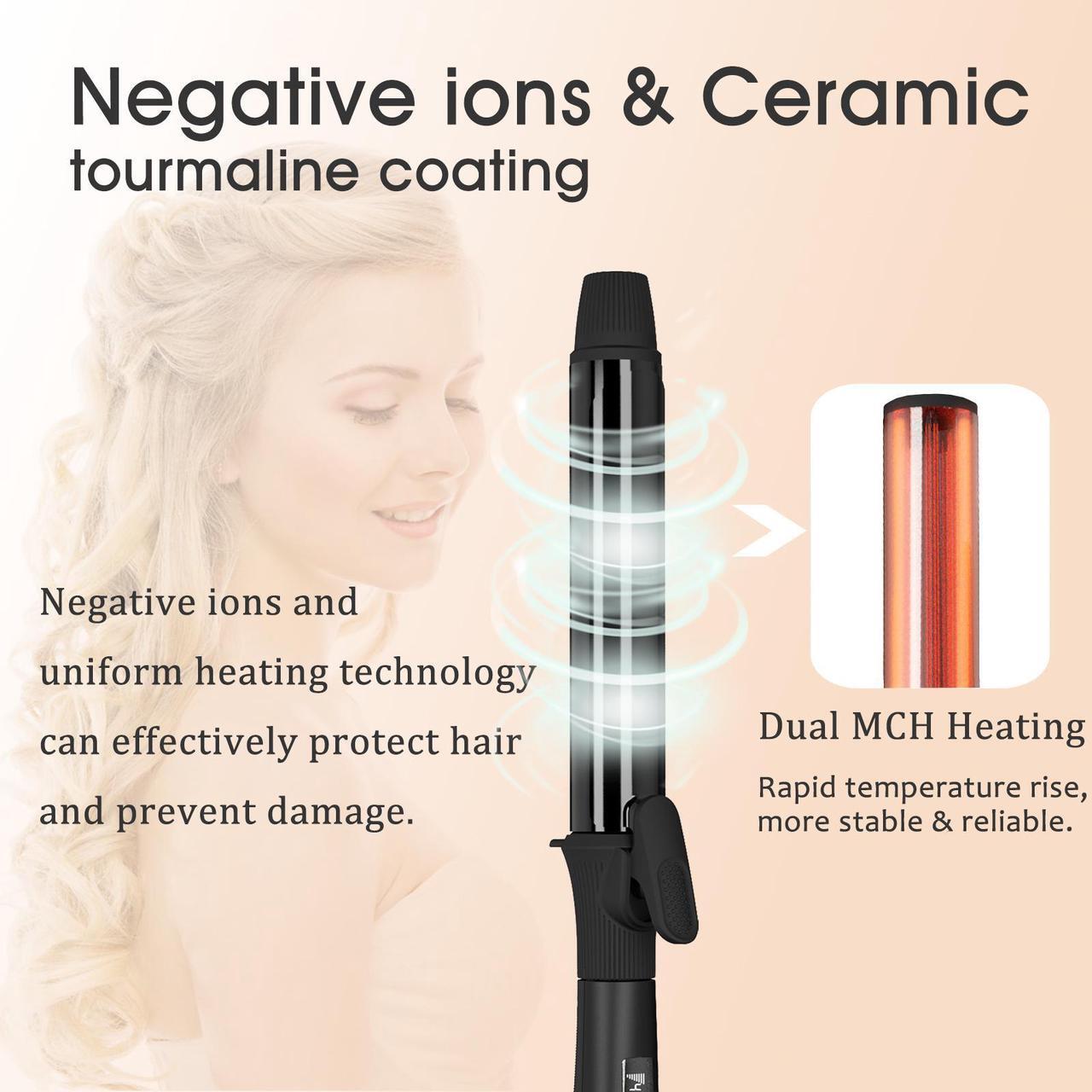 Alt view image 6 of 7 - UOTEK 1.2inch Curling Iron with Clipped Ceramic Barrel for Long Hair Large Waves Hair Curler Making Professional Salon Hairstyle in Home & Travel Dual Voltage 1.2'' Curling Iron Black MF-2028-BK-30mm