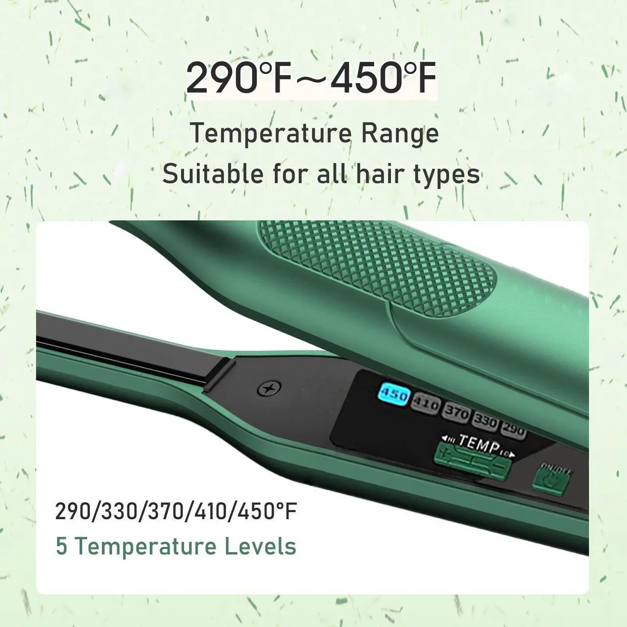 Alt view image 2 of 7 - UOTEK Hair Flat Iron 1/2 Inch 5 Temps Display Small Straightening Ceramic Ionic Salon Hair Straightener Flat Iron 0.5" for Short Hair