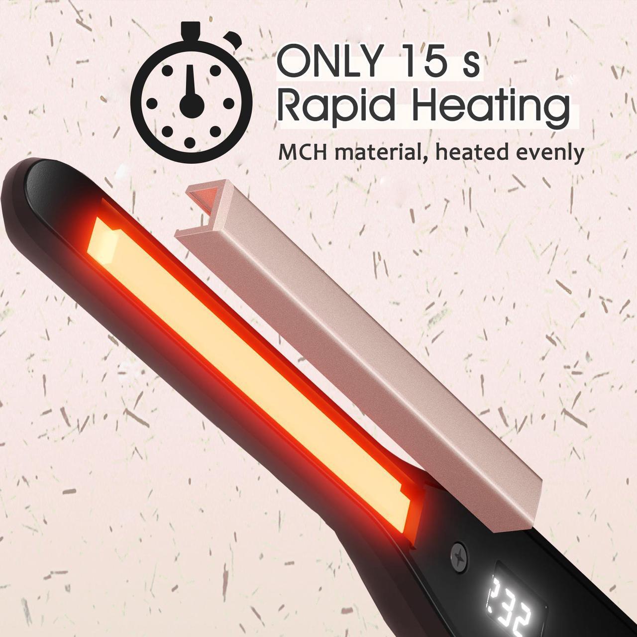 Alt view image 3 of 7 - UOTEK Hair Straightening Flat Iron 1/2 Inch Digital Display Small Ceramic Ionic Salon Hair Straightener Flat Iron 0.5" for Short Hair