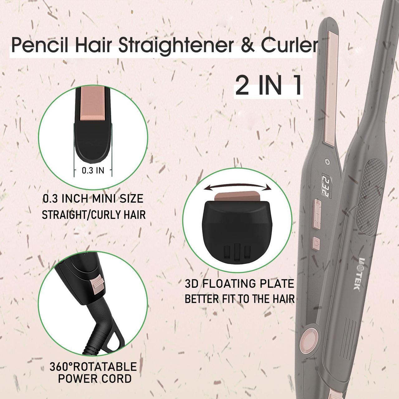 Alt view image 6 of 7 - UOTEK Hair Straightening Flat Iron 1/2 Inch Digital Display Small Ceramic Ionic Salon Hair Straightener Flat Iron 0.5" for Short Hair