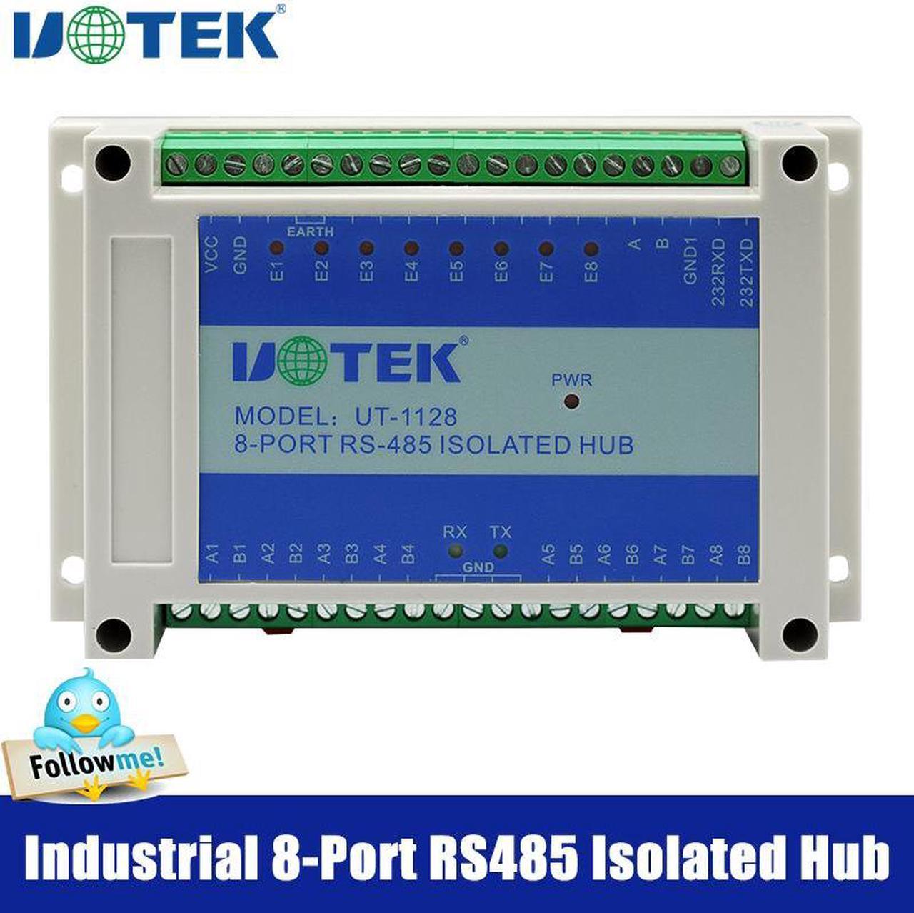 UOTEK Industrial RS-232 RS-485 to 8 Ports RS-485 HUB 485 RS232 RS485 Optoelectronic Isolation ESD Anti Surge Adapter UT-1128