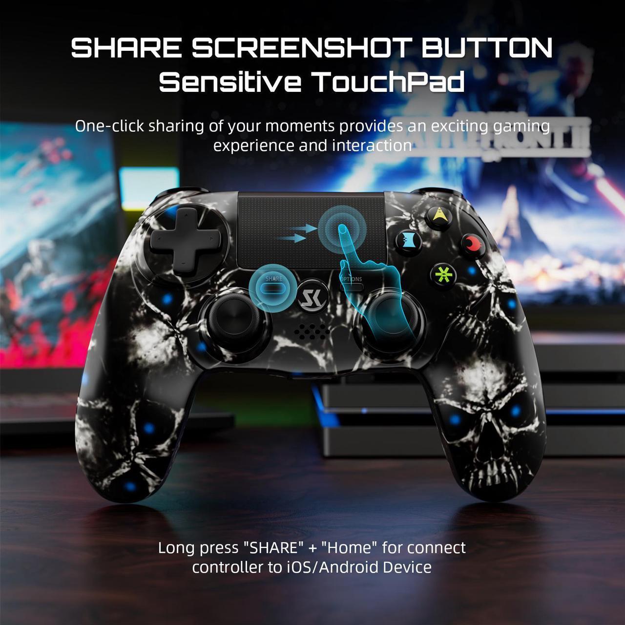 Alt view image 6 of 6 - ISHAKO Wireless Controller For PS4/PC Windows,Double Shock, 6-Axis Gyro Sensor, High Performance gamepad -Black