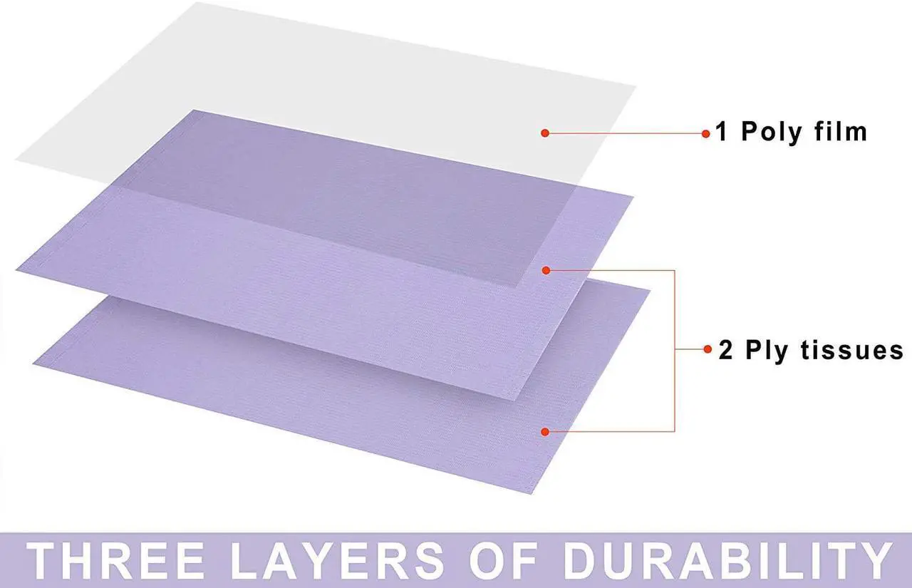 Alt view image 3 of 5 - MEDICOM SafeBasics Dry-Back 2 Ply Disposable Dental Bibs  (2 ply tissue + 1 Ply Poly), 13"x18", Case of 500 - Beige