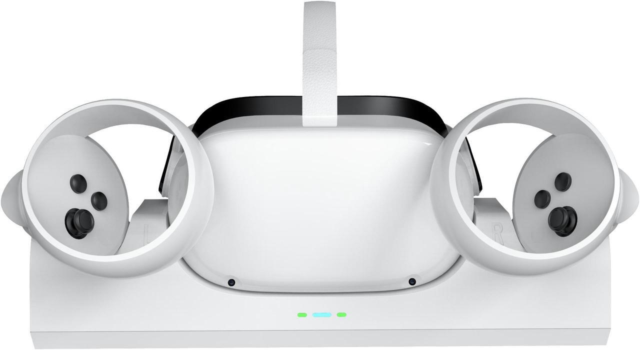 Main image of ZVTE VR Charging Station for Oculus Quest 2/Meta Quest 2, Compact wireless Charging Dock VR display stand Supports LED indicator, with 2PCS 2100mA Rechargeable Batteries