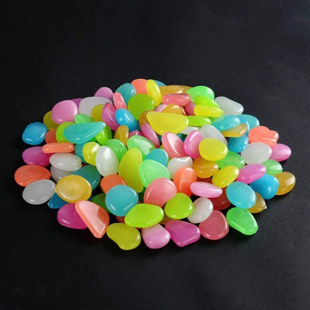 Main image of Glow in The Dark Rocks - 300pcs Garden Pebbles Multi Color Luminous Fish Tank Stone Aquariums Rocks, Decorations for Walkways, Gardens, Houseplants Powered by Light and Solar