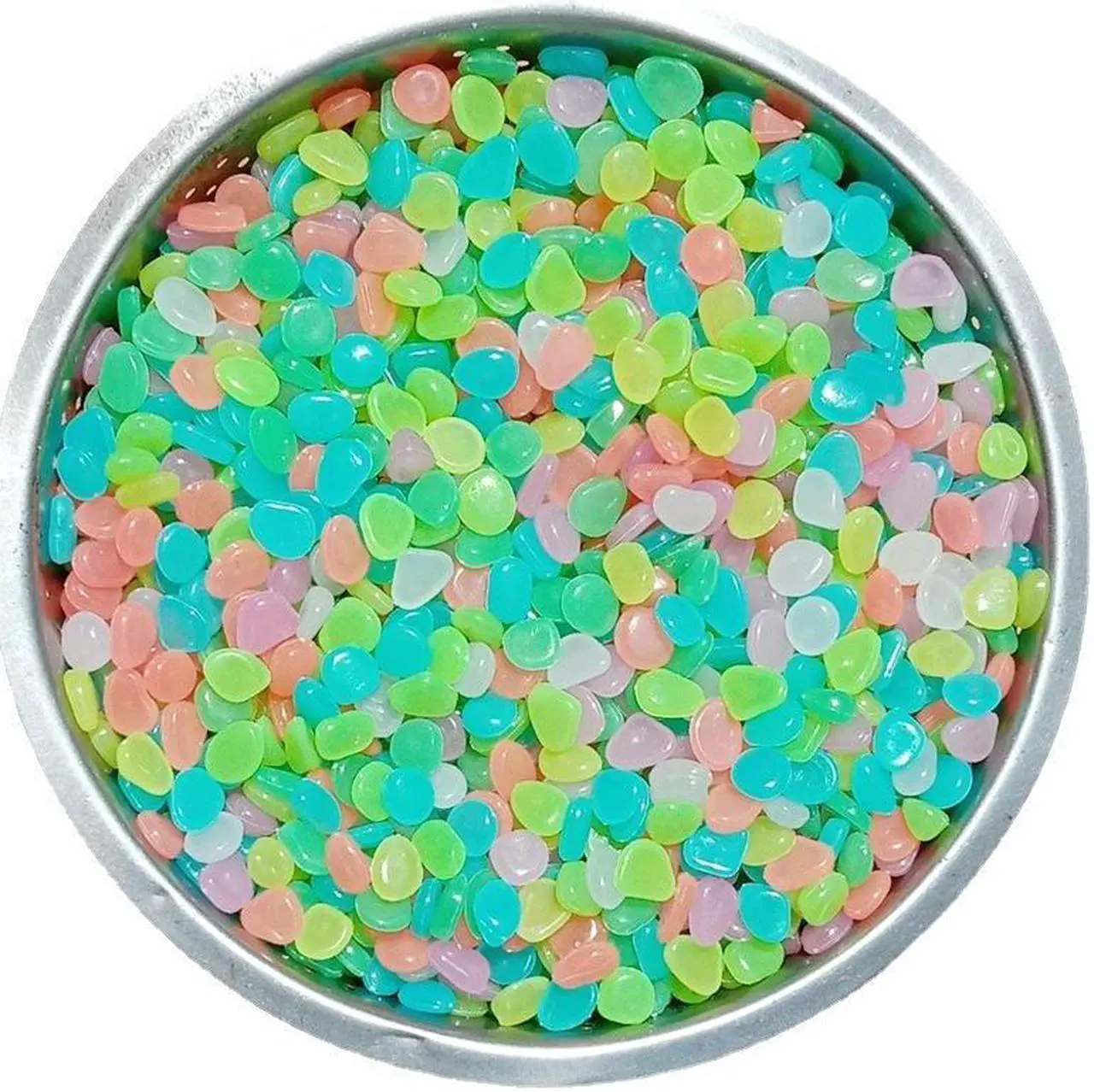Alt view image 3 of 6 - Glow in The Dark Rocks - 300pcs Garden Pebbles Multi Color Luminous Fish Tank Stone Aquariums Rocks, Decorations for Walkways, Gardens, Houseplants Powered by Light and Solar