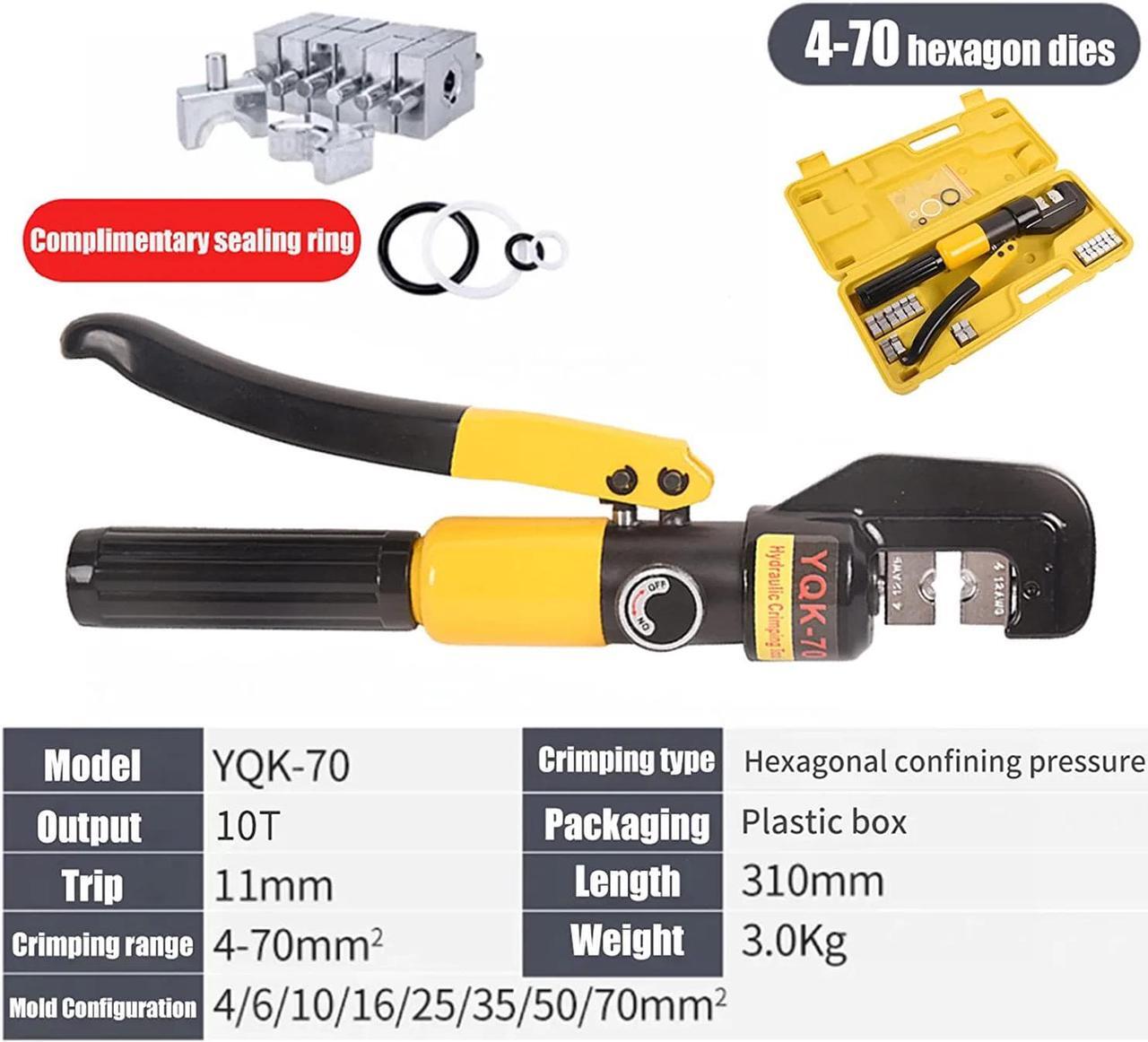 Alt view image 4 of 7 - LFGUD 10T Hydraulic Crimping Tool 12-2/0 AWG Battery Cable Crimping Tool Stroke Hydraulic Lug Crimper Electrical Terminal Crimper with 9 Pairs of Die Sets