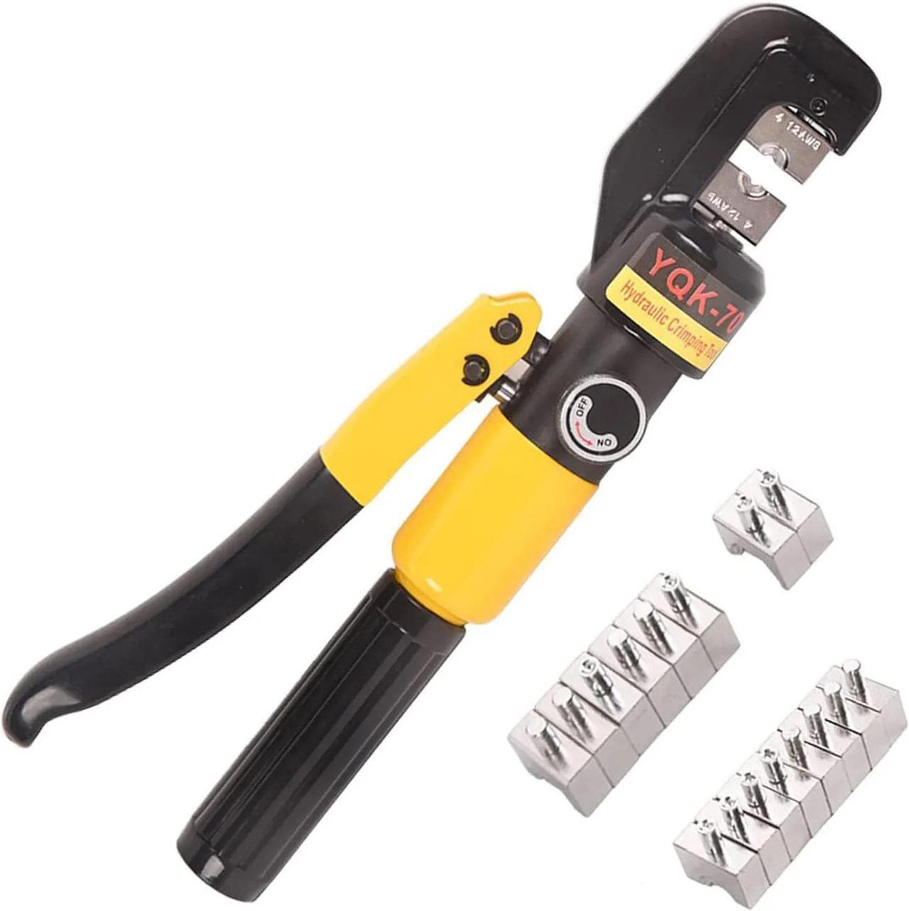 Alt view image 7 of 7 - LFGUD 10T Hydraulic Crimping Tool 12-2/0 AWG Battery Cable Crimping Tool Stroke Hydraulic Lug Crimper Electrical Terminal Crimper with 9 Pairs of Die Sets