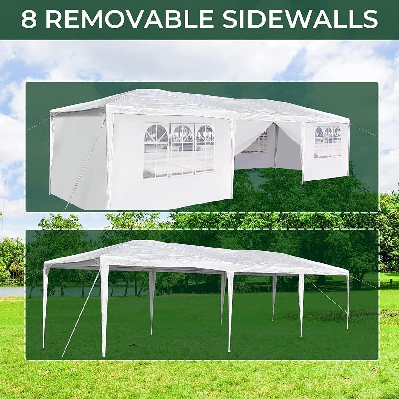Alt view image 3 of 7 - Doppy 10'x30' Outdoor Canopy Tent Waterproof Outdoor Party Tent Heavy Duty Canopy Tent Patio Camping Gazebo Wedding Tents Patio Camping Gazebo Canopy with Removable Sidewalls(White)