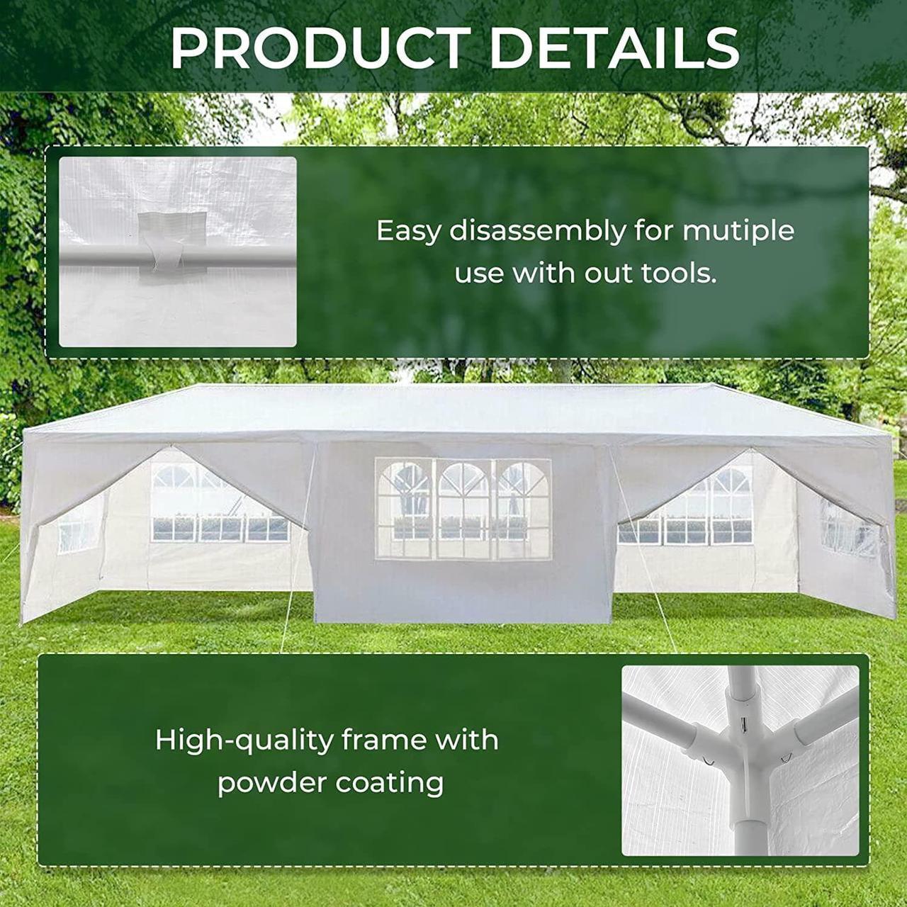 Alt view image 4 of 7 - Doppy 10'x30' Outdoor Canopy Tent Waterproof Outdoor Party Tent Heavy Duty Canopy Tent Patio Camping Gazebo Wedding Tents Patio Camping Gazebo Canopy with Removable Sidewalls(White)