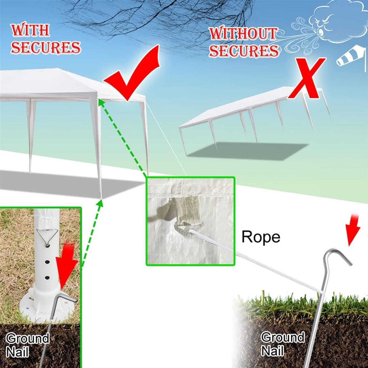 Alt view image 5 of 7 - Doppy 10'x30' Outdoor Canopy Tent Waterproof Outdoor Party Tent Heavy Duty Canopy Tent Patio Camping Gazebo Wedding Tents Patio Camping Gazebo Canopy with Removable Sidewalls(White)