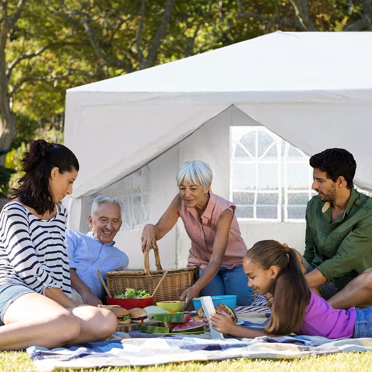 Alt view image 6 of 7 - Doppy 10'x30' Outdoor Canopy Tent Waterproof Outdoor Party Tent Heavy Duty Canopy Tent Patio Camping Gazebo Wedding Tents Patio Camping Gazebo Canopy with Removable Sidewalls(White)