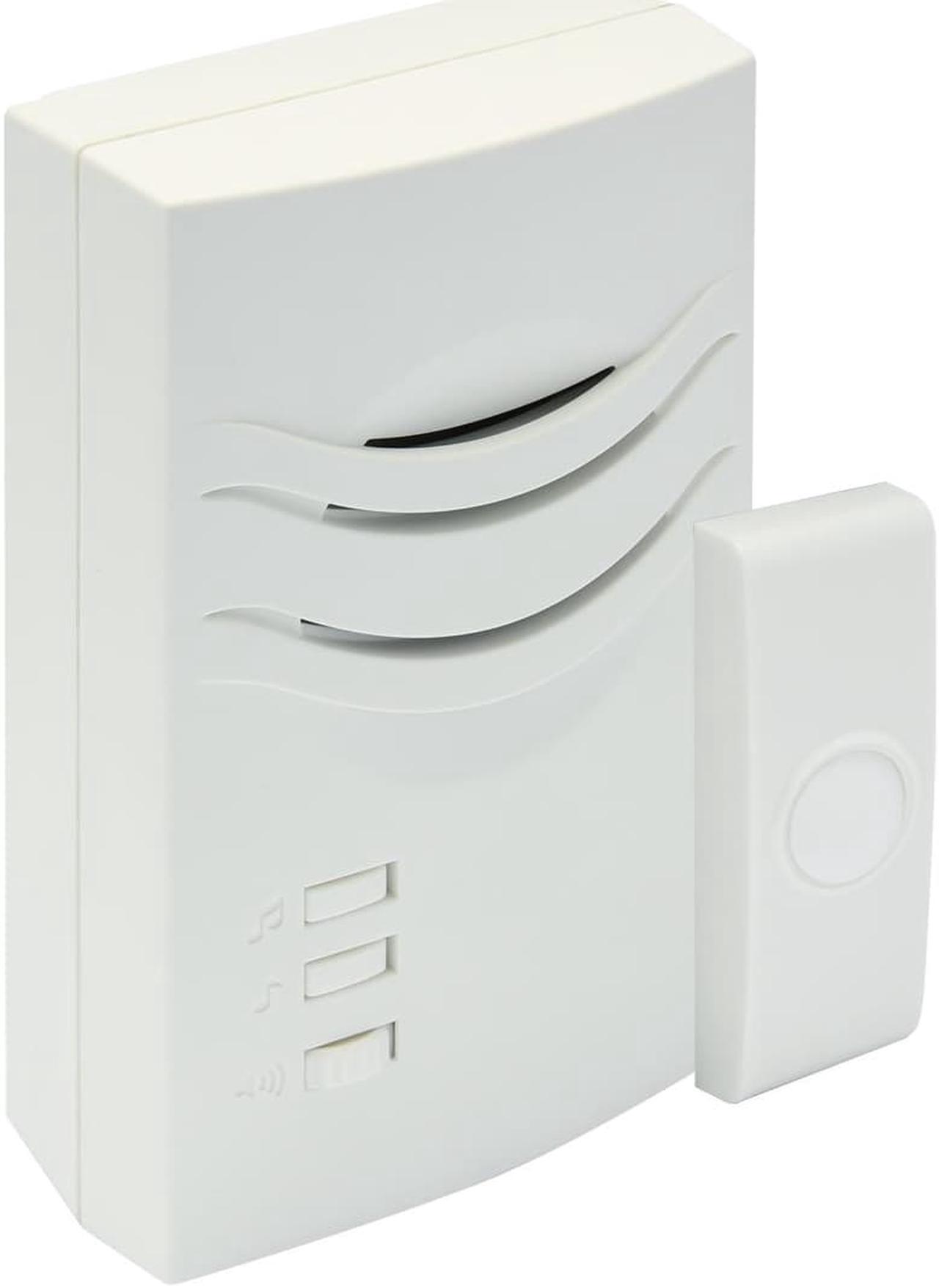 Main image of IQ America WD1150 Wireless Plugin Contemporary Door Chime Door Bell 1 Pushbutton 3 Melody Notes Westminster Chime Volume Control 150 foot Range Simple Install Use Anywhere RV Cabin Office! White