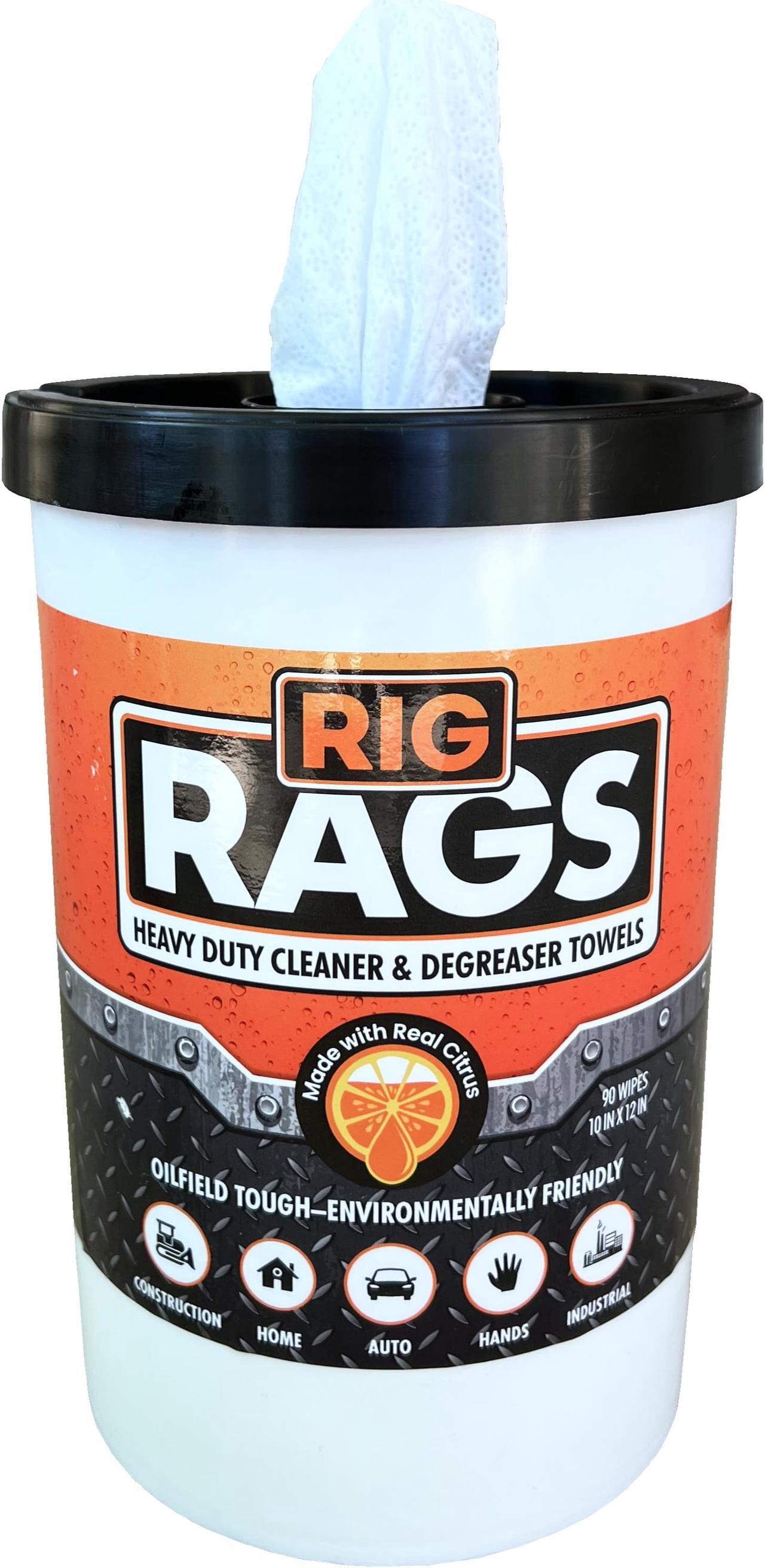 Main image of Flotek Rig Rags FCW62991 Industrial Strength Degreaser Cleaner Wipes w/ Citrus 90ct Home Worskhop Automotive Large 10'x12" Extra Tough Sheets