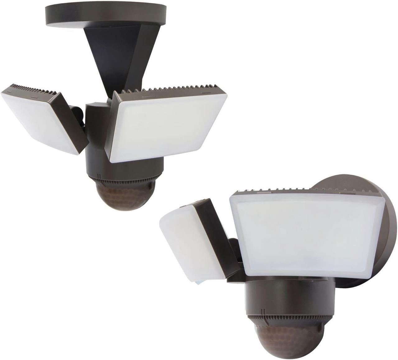 Alt view image 3 of 5 - IQ America LM1811 Motion Security Flood Light Eave/Soffit or Wall Universal Mount 1100 Lumen LED Outdoor Weatherproof Motion Sensor, 180° 50' Detection, Yard Barn Shed Workshop Garage Light WH Bronze