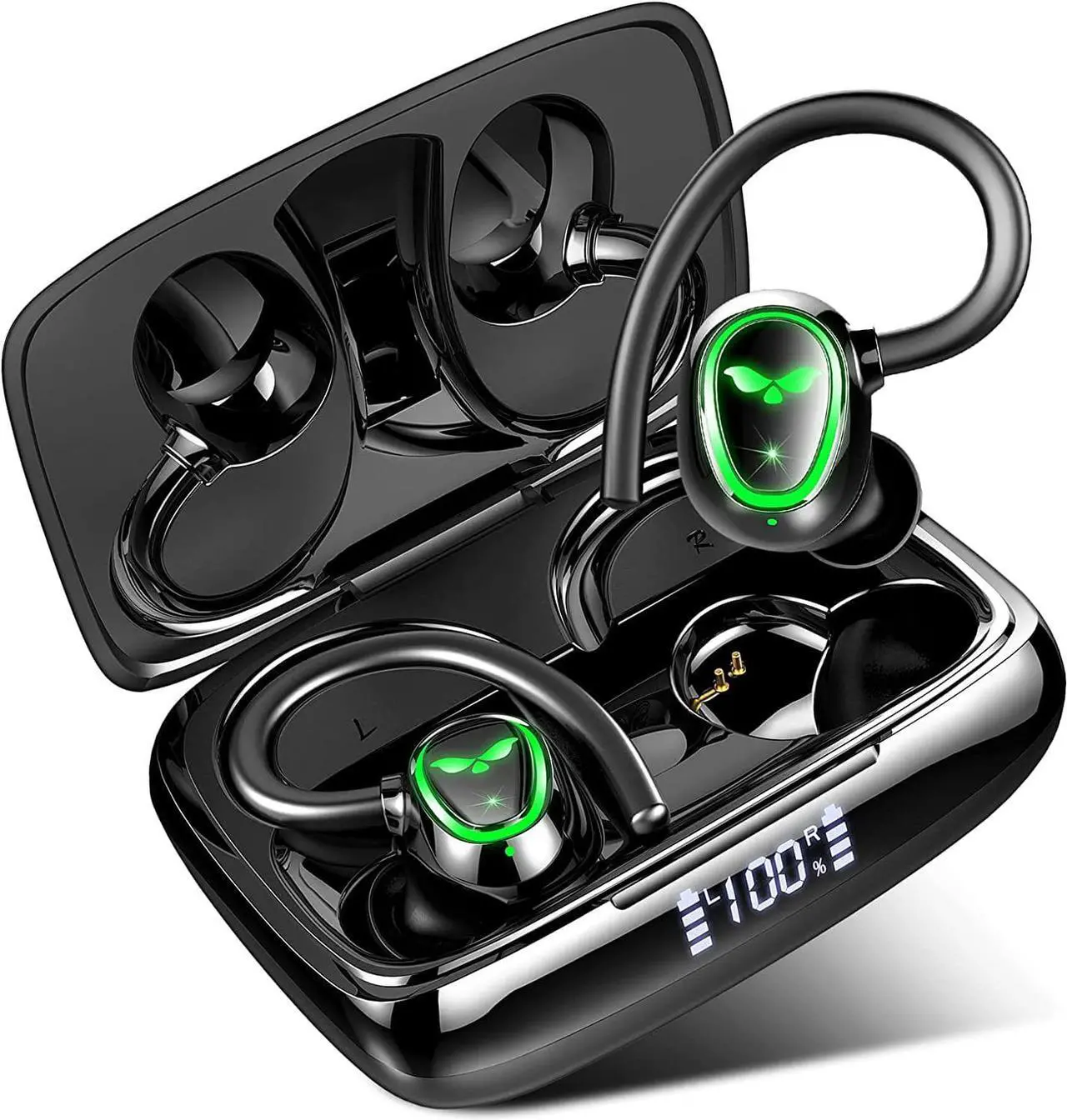 Main image of Wireless Earbud Bluetooth 5.3 Headphones Sport Earphones in Ear 48H Playback Stereo Noise Cancelling Earbud with Dual Mic LED Display, Over-Ear Earhooks Ear Buds IP7 Waterproof Headset for Running Gym