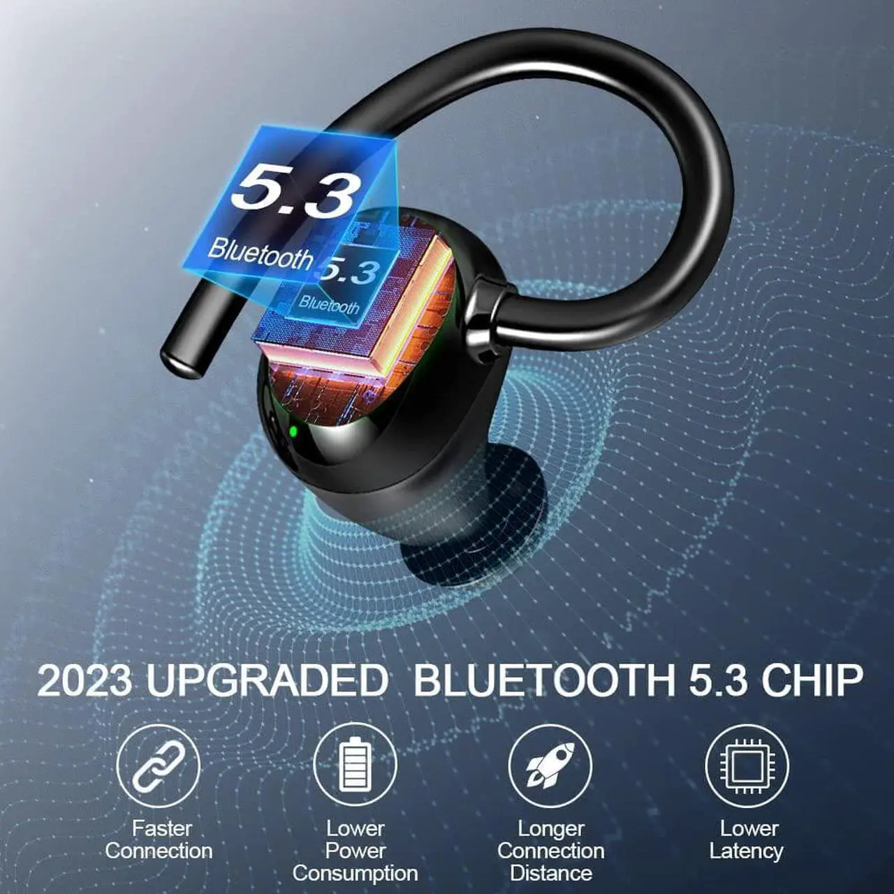 Alt view image 2 of 7 - Wireless Earbud Bluetooth 5.3 Headphones Sport Earphones in Ear 48H Playback Stereo Noise Cancelling Earbud with Dual Mic LED Display, Over-Ear Earhooks Ear Buds IP7 Waterproof Headset for Running Gym