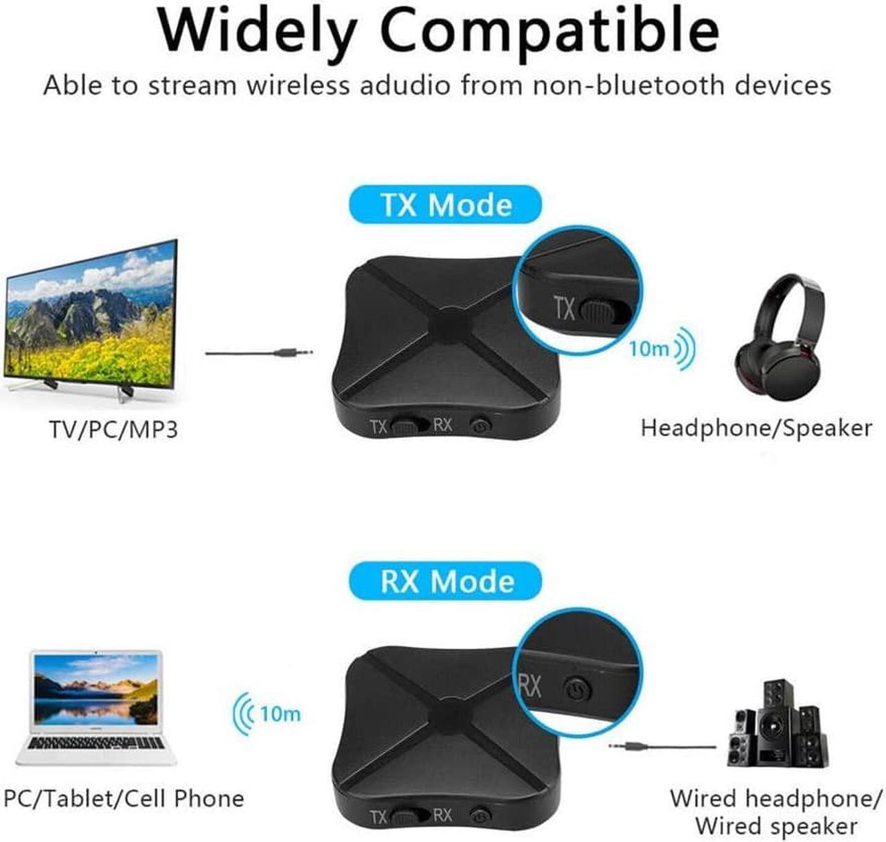 Alt view image 4 of 5 - Bluetooth 5.0 Adapter Bluetooth Transmitter Receiver 2in1 Wireless 3.5mm AUX aptX Low Latency Adapter Suitable for TV / Home Audio Systems, Suitable for Single Bluetooth Signal Device
