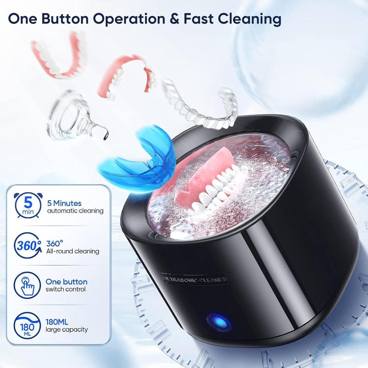 Alt view image 3 of 7 - Ultrasonic Cleaner for Dentures, 25W Professional Ultrasonic Cleaner Machine for all Dental, Retainer, Aligner, Braces, Mouth Guards, Toothbrush Head, Shaver Head, Jewelry, Black