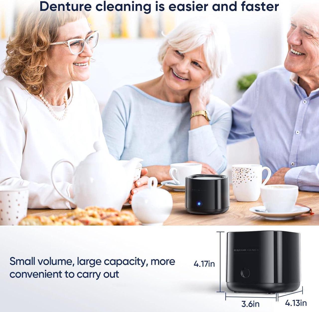 Alt view image 7 of 7 - Ultrasonic Cleaner for Dentures, 25W Professional Ultrasonic Cleaner Machine for all Dental, Retainer, Aligner, Braces, Mouth Guards, Toothbrush Head, Shaver Head, Jewelry, Black