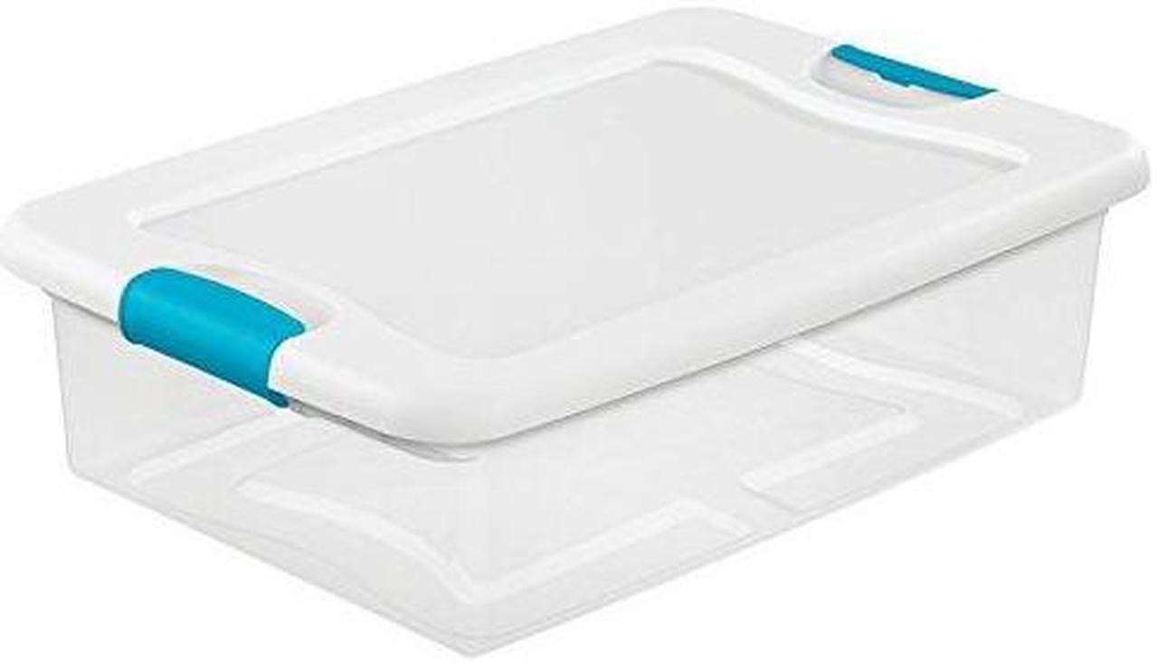 Alt view image 10 of 10 - Sterilite 1496 32-Quart Clear & Blue Stackable Latching Storage Box Container