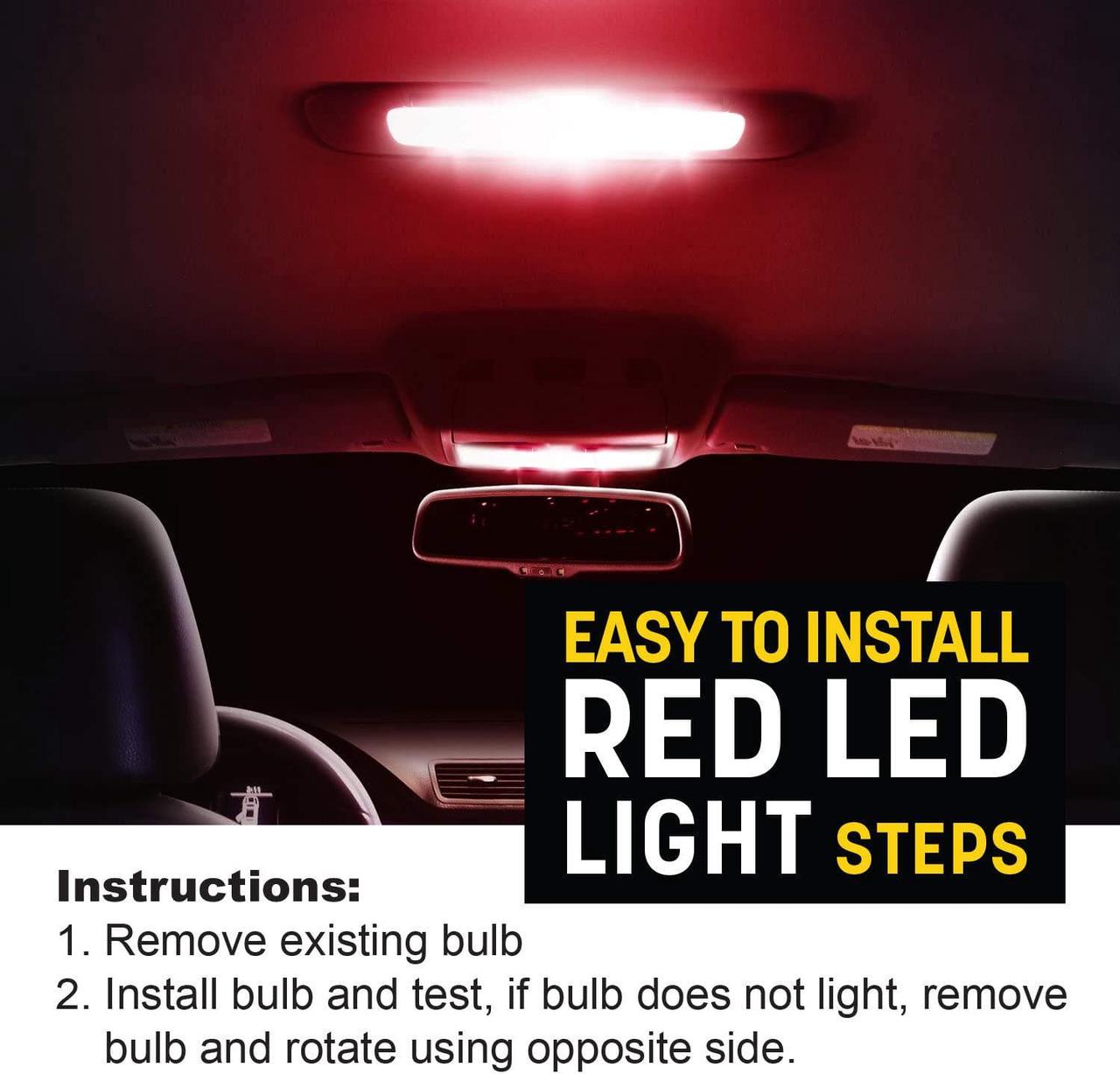Alt view image 7 of 12 - 2-Piece Set 5-SMD LED Dome Light Bulb, Red