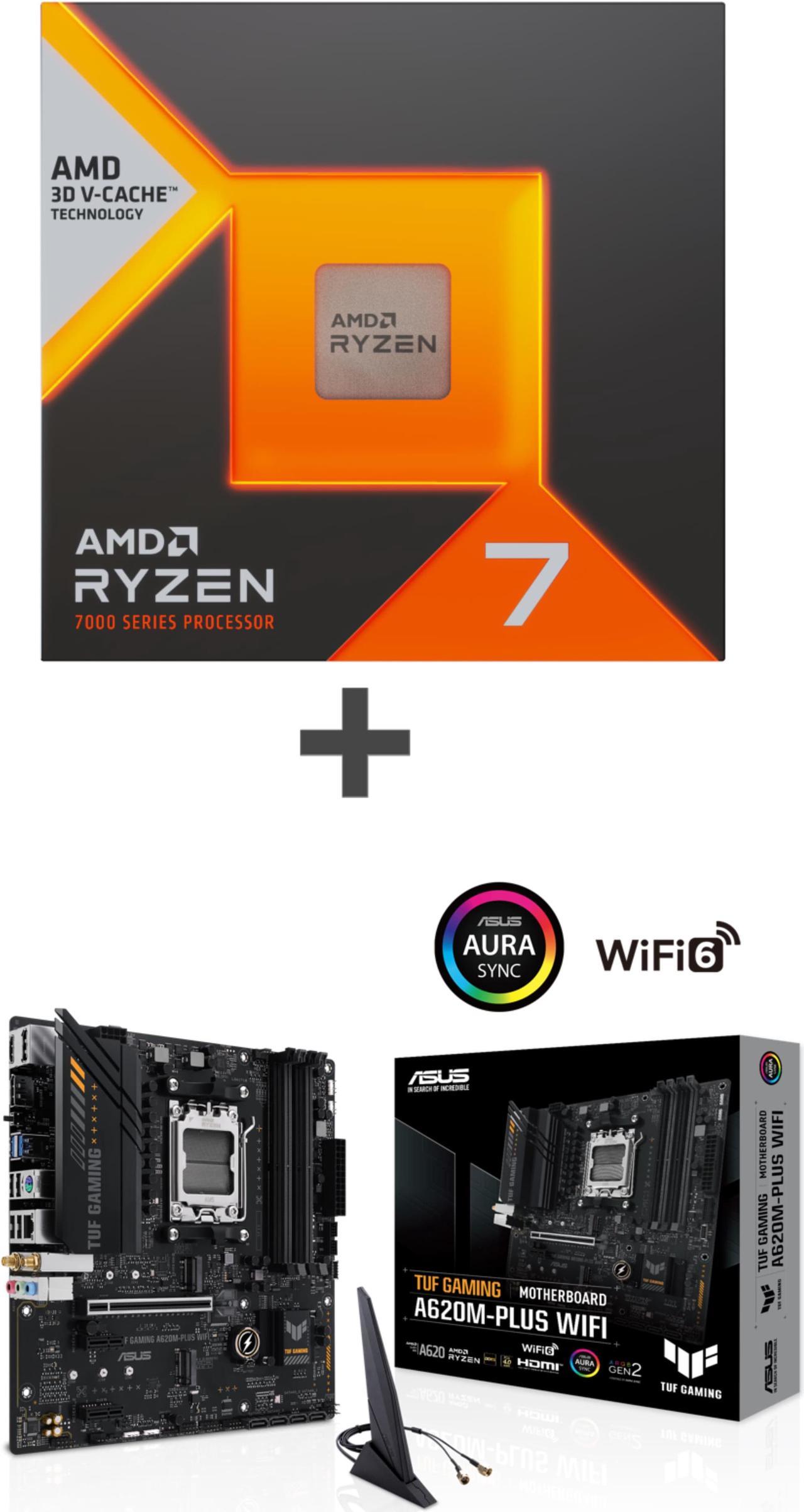 AMD Ryzen 7 7800X3D - Ryzen 7 7000 Series 8-Core Socket AM5+ASUS TUF GAMING A620M-PLUS WiFi