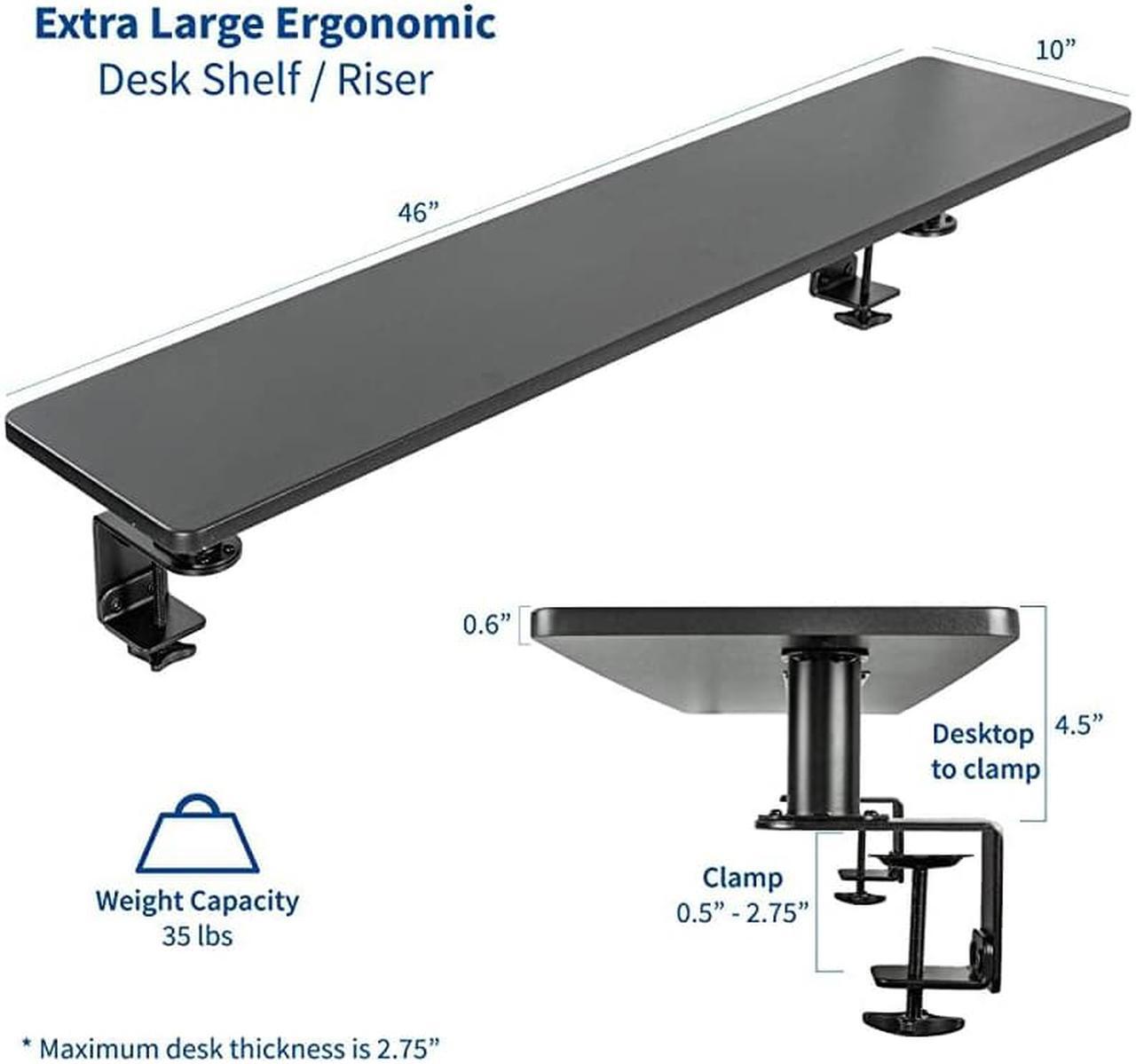 Alt view image 2 of 7 - Black Clampon Extra Large 46 inch Ergonomic Desk Shelf Multi Screen Computer Monitor Laptop Stand Riser Desk Organizer STANDSHELF46B