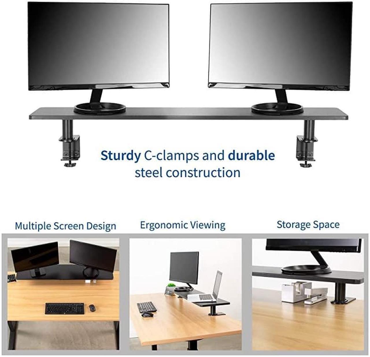 Alt view image 3 of 7 - Black Clampon Extra Large 46 inch Ergonomic Desk Shelf Multi Screen Computer Monitor Laptop Stand Riser Desk Organizer STANDSHELF46B