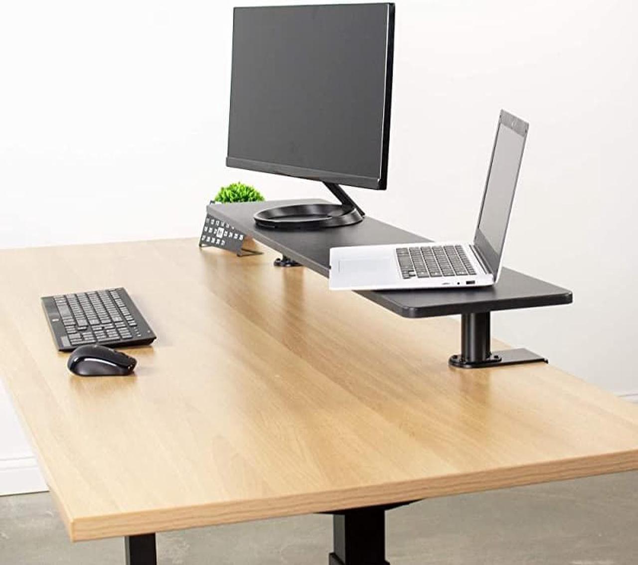 Alt view image 7 of 7 - Black Clampon Extra Large 46 inch Ergonomic Desk Shelf Multi Screen Computer Monitor Laptop Stand Riser Desk Organizer STANDSHELF46B
