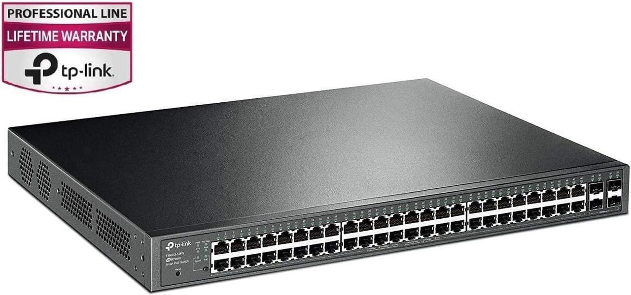 Alt view image 2 of 3 - TP-Link 48 port gigabit PoE switch | 48 PoE+ Port @384W, w/ 4 SFP Slots | Smart Managed | Limited Lifetime Protection | Support L2/L3/L4 QoS, IGMP and LAG | IPv6 and Static Routing (T1600G-52PS)