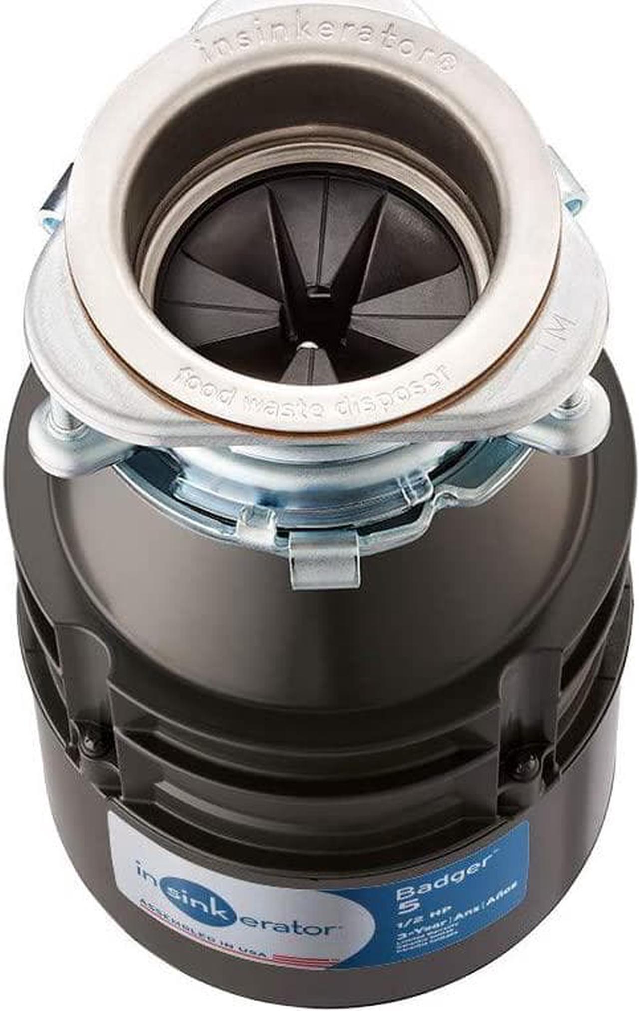 Alt view image 2 of 4 - InSinkErator Garbage Disposal, Badger 5, 1/2 HP Continuous Feed,Black