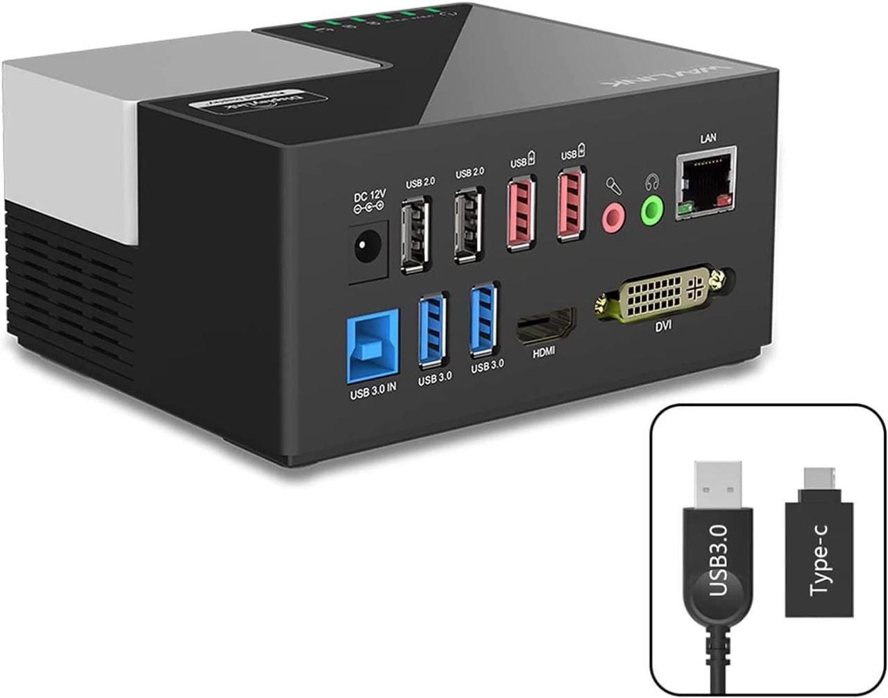 Main image of Universal USB 3.0 /USB C Laptop Docking Station Dual Monitor Display for Windows& MAC (HDMI,DVI & VGA, Gigabit Ethernet,2 Red Charging Port, 4 USB Data Ports, Audio)