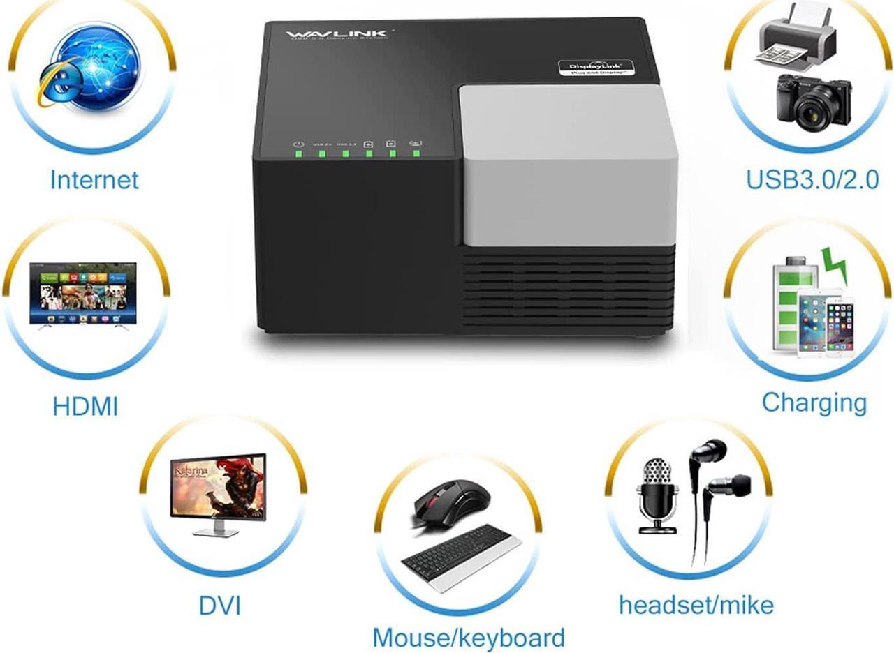 Alt view image 6 of 7 - Universal USB 3.0 /USB C Laptop Docking Station Dual Monitor Display for Windows& MAC (HDMI,DVI & VGA, Gigabit Ethernet,2 Red Charging Port, 4 USB Data Ports, Audio)