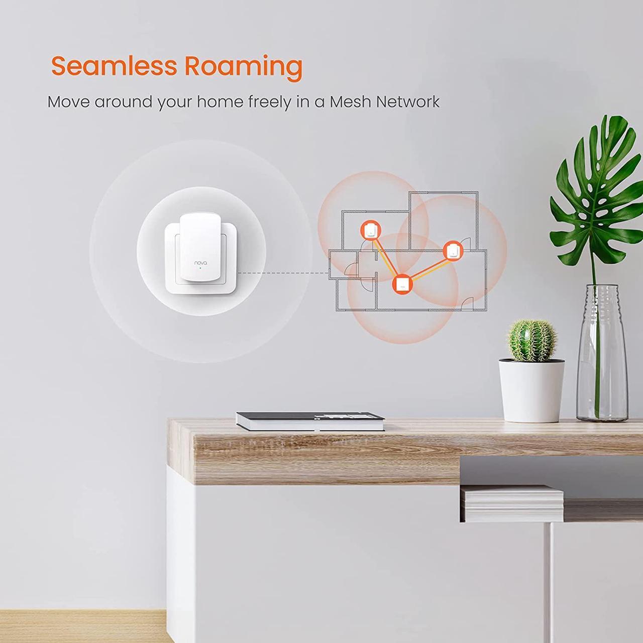 Alt view image 4 of 7 - Tenda Nova Mesh WiFi System (MW5)-Up to 3500 sq.ft. Whole Home Coverage, Gigabit Mesh Router for Wireless Internet, WiFi Router and Extender Replacement, Works with Alexa, Plug-in Design, 3-pack