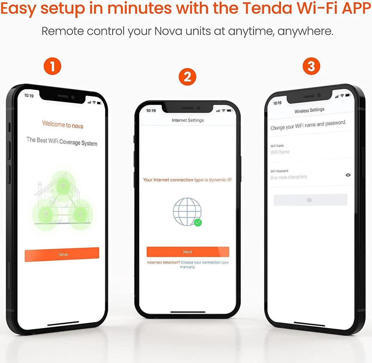 Alt view image 5 of 7 - Tenda Nova Mesh WiFi System (MW5)-Up to 3500 sq.ft. Whole Home Coverage, Gigabit Mesh Router for Wireless Internet, WiFi Router and Extender Replacement, Works with Alexa, Plug-in Design, 3-pack