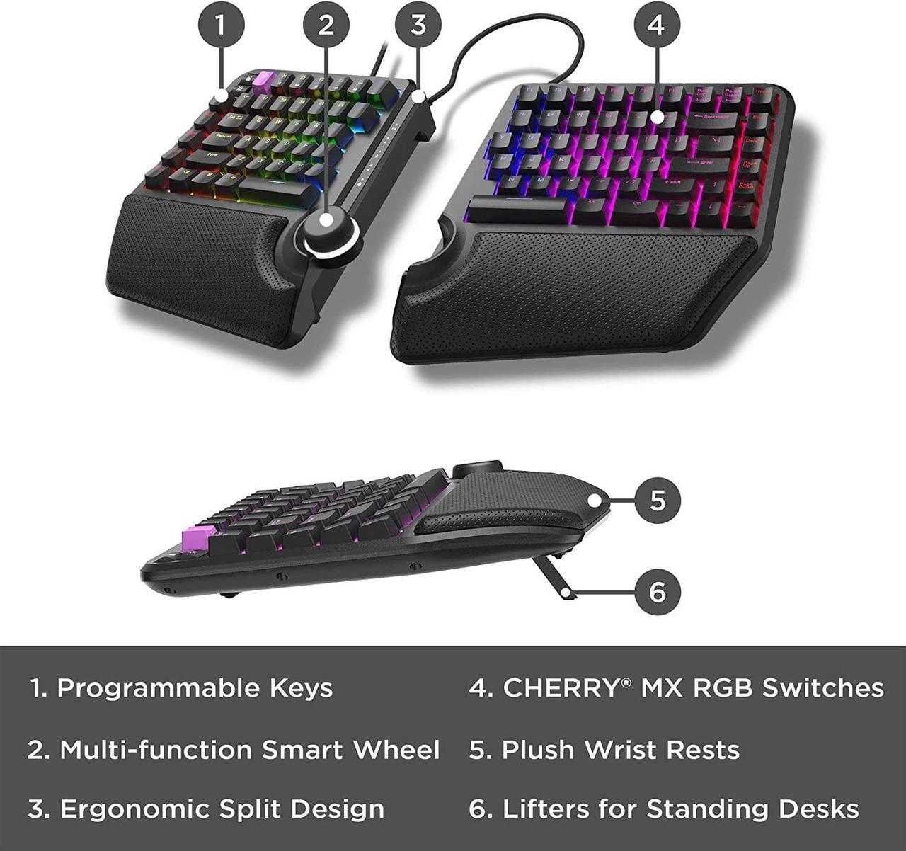 Alt view image 7 of 7 - Cloud Nine ErgoTKL Ergonomic Tenkeyless Mechanical Keyboard for PC  Cherry MX Blue  TKL RGB Backlit Ergo Split Key Board