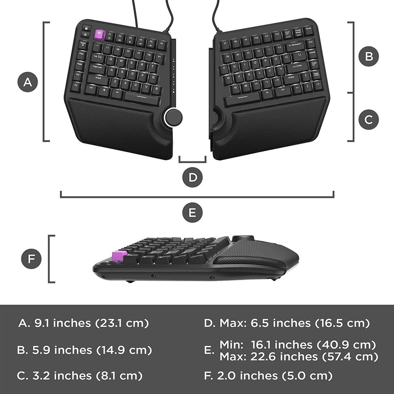 Alt view image 6 of 7 - Cloud Nine ErgoTKL Ergonomic Tenkeyless Mechanical Keyboard for PC  Cherry MX Blue  TKL RGB Backlit Ergo Split Key Board