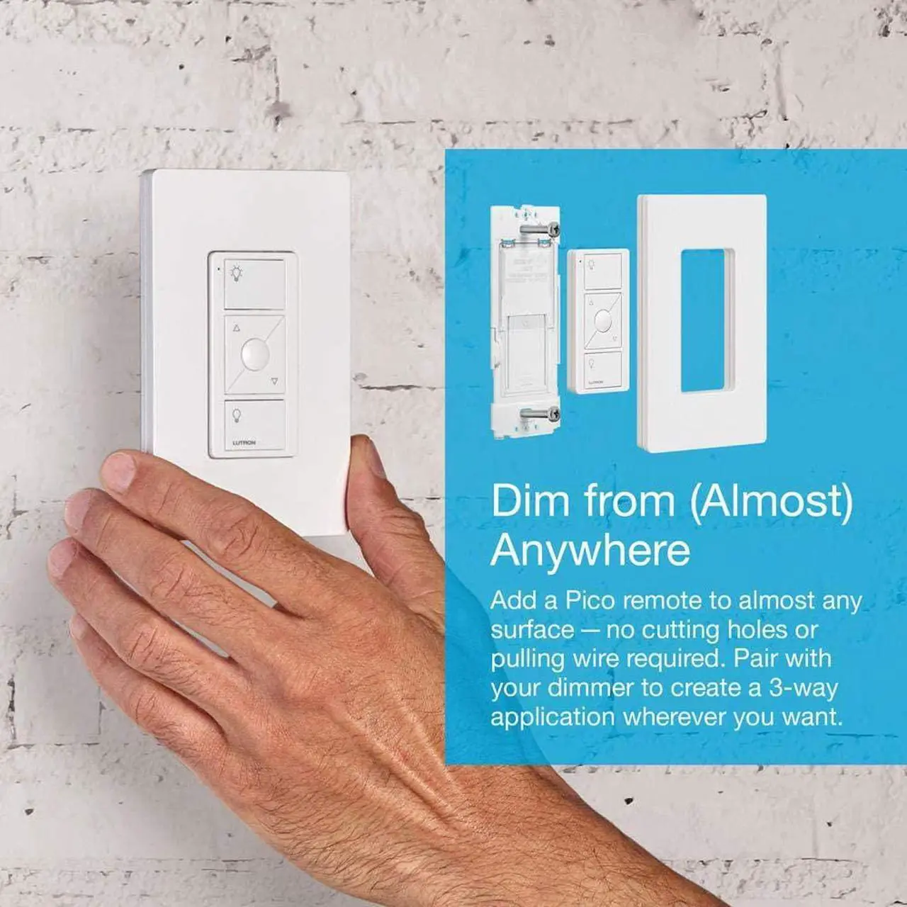 Alt view image 5 of 7 - Lutron Caséta Wireless Smart Lighting Dimmer Switch Starter Kit with Caséta Smart Hub and Pico Bracket | Works with Alexa, Google Assistant, Ring, Apple HomeKit | P-BDG-PKG1W-A